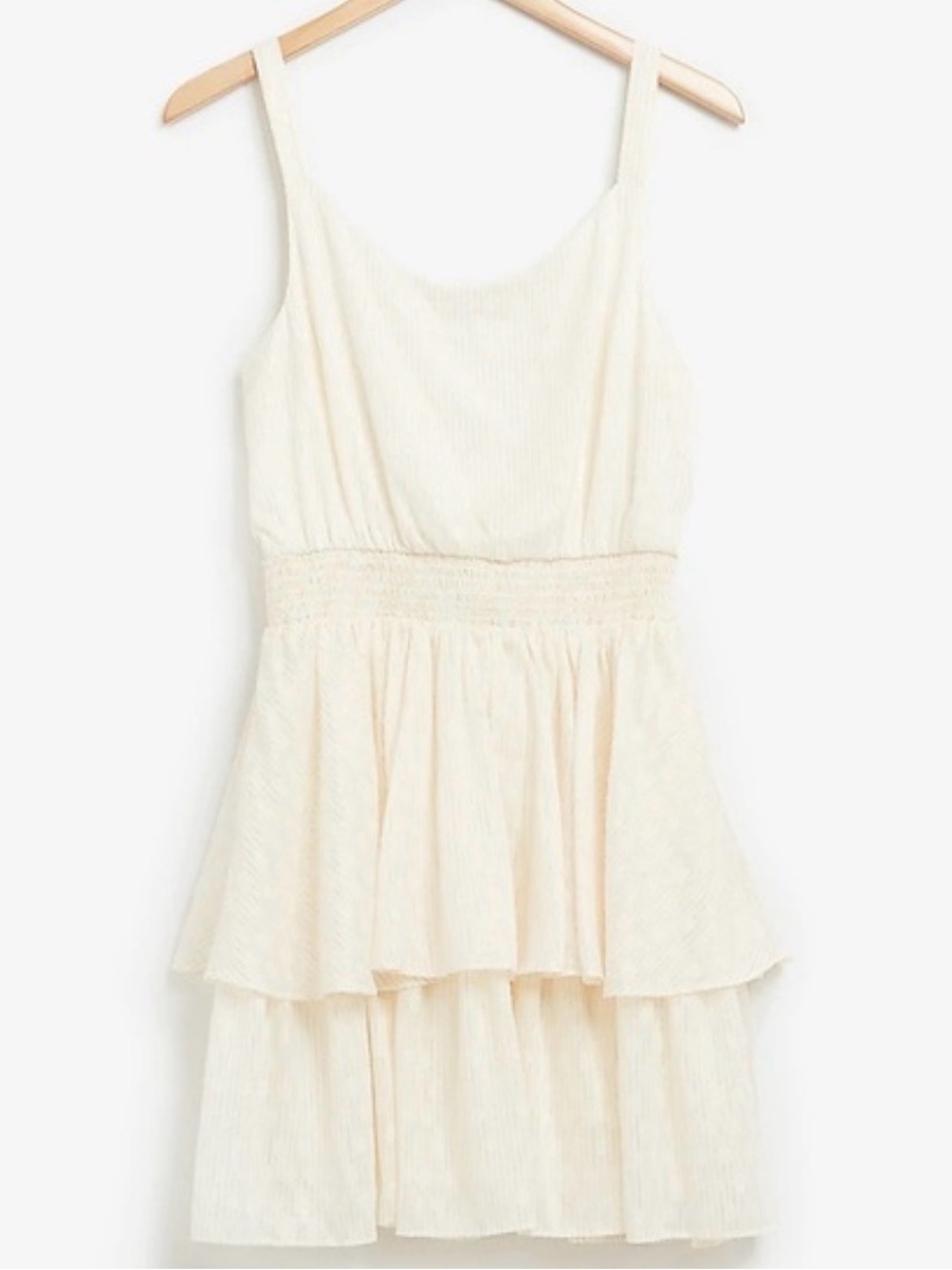 Express Cream Tiered Mini Dress